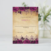 Elegant Rustic  Roze Floral RSVP Kaartje (Staand voorkant)