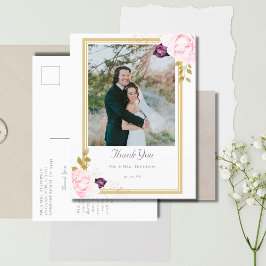 Elegant Rustic Rozen Gold Wedding Foto Hartelijk d Briefkaart