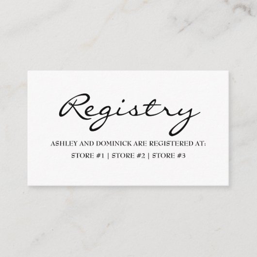 Elegant Rustic Script Wedding Registry Informatiekaartje (Voorkant)