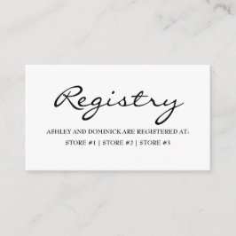 Elegant Rustic Script Wedding Registry Informatiekaartje