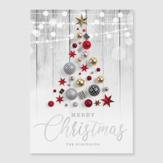 Elegant Rustic Silver Gold kerstboomfeestdag  (Voorkant)