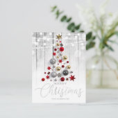 Elegant Rustic Silver Gold kerstboomfeestdag Feestdagenkaart (Staand voorkant)