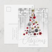 Elegant Rustic Silver Gold kerstboomfeestdag Feestdagenkaart (Voorkant / Achterkant)