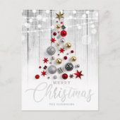 Elegant Rustic Silver Gold kerstboomfeestdag Feestdagenkaart (Voorkant)