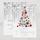 Elegant Rustic Silver Gold kerstboomfeestdag  Feestdagenkaart (Voorkant / Achterkant)