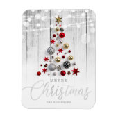 Elegant Rustic Silver Gold kerstboomfeestdag Magneet (Verticaal)