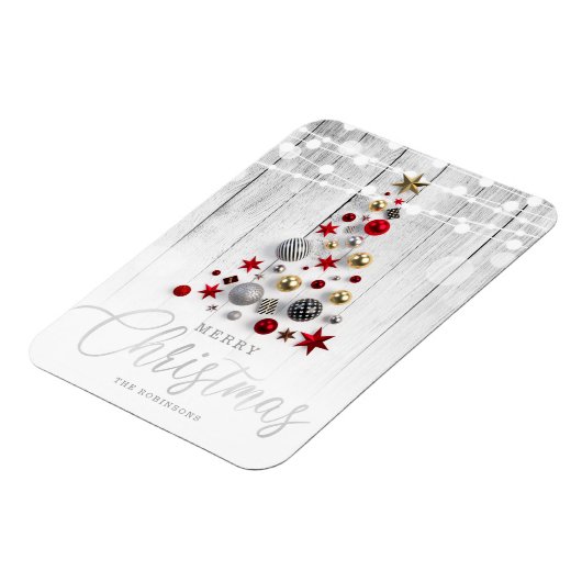 Elegant Rustic Silver Gold kerstboomfeestdag Magneet (Linkerzijde)