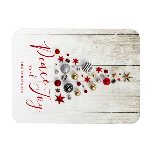 Elegant Rustic & Simple Family Kerstfeestdag Magneet (Horizontaal)