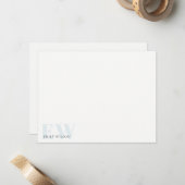 Elegant Rustic Simple Minimal Blue Name Monogram Notitiekaartje (Voorkant / Achterkant in situ)