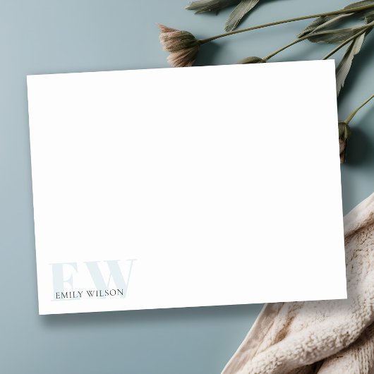 Elegant Rustic Simple Minimal Blue Name Monogram Notitiekaartje
