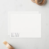 Elegant Rustic Simple Minimal Grey Name Monogram Notitiekaartje (Voorkant / Achterkant in situ)