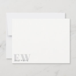 Elegant Rustic Simple Minimal Grey Name Monogram Notitiekaartje