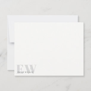 Elegant Rustic Simple Minimal Grey Name Monogram Notitiekaartje
