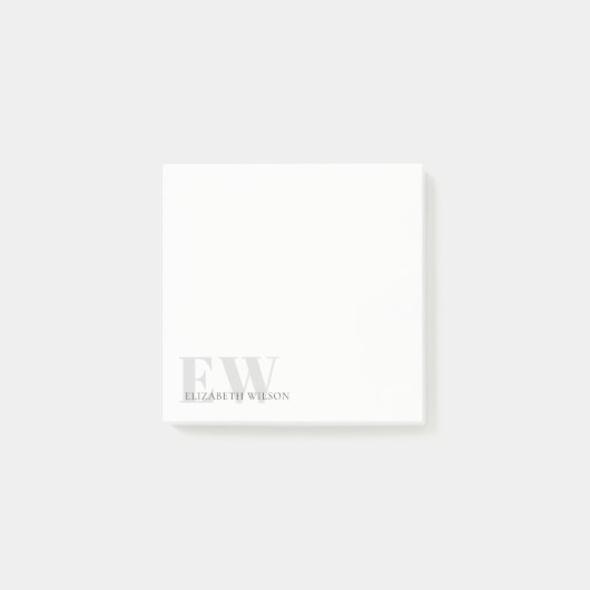 Elegant Rustic Simple Minimal Grey Name Monogram Post-it® Notes (Voorkant)