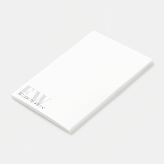 Elegant Rustic Simple Minimal Grey Name Monogram Post-it® Notes (Schuin)