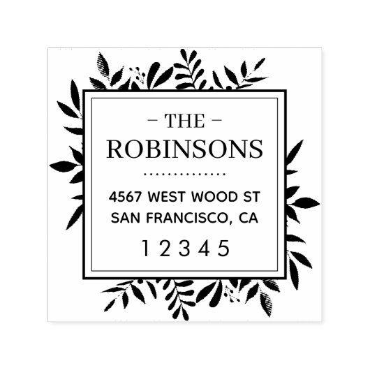 Elegant Rustic Square Return-adres Zelfinktende Stempel (Design)