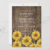Elegant Rustic Sunflower Autumn Wedding Kaart (Voorkant)