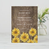 Elegant Rustic Sunflower Autumn Wedding Kaart (Staand voorkant)