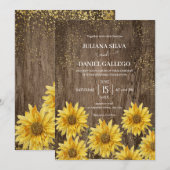 Elegant Rustic Sunflower Autumn Wedding Kaart (Voorkant / Achterkant)