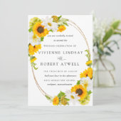 Elegant Rustic Sunflower Botanical Floral Wedding Kaart (Staand voorkant)