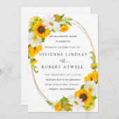 Elegant Rustic Sunflower Botanical Floral Wedding Kaart (Voorkant / Achterkant)