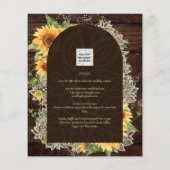 Elegant Rustic Sunflower en Lace Wedding Invite (Achterkant)