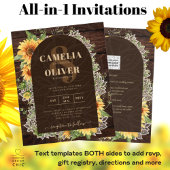 Elegant Rustic Sunflower en Lace Wedding Invite