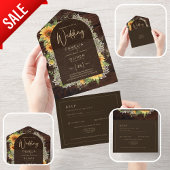 Elegant Rustic Sunflower en Lace Wedding Invite All In One Uitnodiging