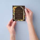 Elegant Rustic Sunflower en Lace Wedding Invite Flyer (Hand)