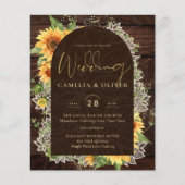 Elegant Rustic Sunflower en Lace Wedding Invite Flyer (Voorkant)