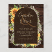 Elegant Rustic Sunflower en Lace Wedding Invite Flyer (Voorkant)