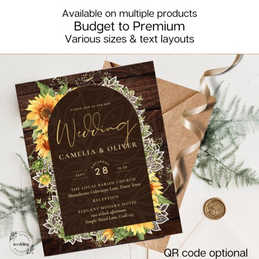 Elegant Rustic Sunflower en Lace Wedding Invite Flyer