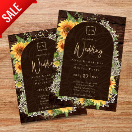 Elegant Rustic Sunflower en Lace Wedding Invite Flyer