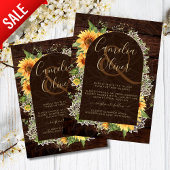 Elegant Rustic Sunflower en Lace Wedding Invite Flyer