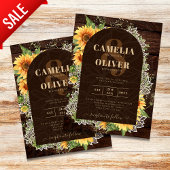 Elegant Rustic Sunflower en Lace Wedding Invite Flyer