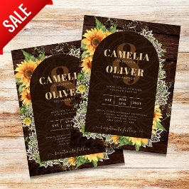 Elegant Rustic Sunflower en Lace Wedding Invite Flyer
