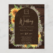 Elegant Rustic Sunflower en Lace Wedding Invite Flyer (Voorkant)