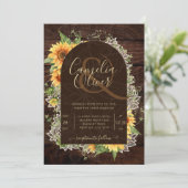 Elegant Rustic Sunflower en Lace Wedding Invite Kaart (Staand voorkant)