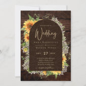 Elegant Rustic Sunflower en Lace Wedding Invite Kaart (Voorkant)