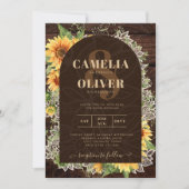 Elegant Rustic Sunflower en Lace Wedding Invite Kaart (Voorkant)
