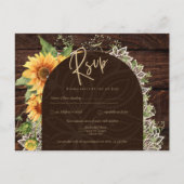 Elegant Rustic Sunflower en Lace Wedding RSVP Briefkaart (Voorkant)
