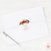 Elegant Rustic Sunflower Floral Burgundy Wedding Ronde Sticker (Envelop)