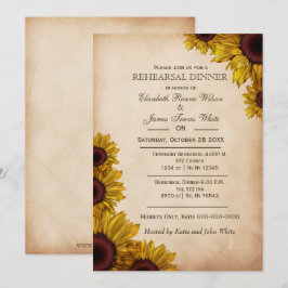Elegant Rustic Sunflower repetial-uitnodigingen vo Kaart