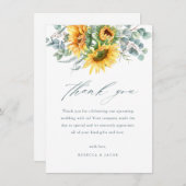 Elegant Rustic Sunflower Vrijgezellenfeest Bedankkaart (Voorkant / Achterkant)