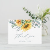 Elegant Rustic Sunflower Vrijgezellenfeest Bedankkaart (Staand voorkant)