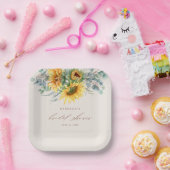 Elegant Rustic Sunflower Vrijgezellenfeest Papieren Bordje (Feest)