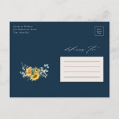 Elegant Rustic Sunflower Vrijgezellenfeest Uitnodiging Briefkaart (Achterkant)