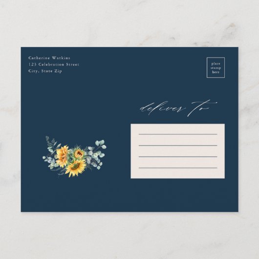 Elegant Rustic Sunflower Vrijgezellenfeest Uitnodiging Briefkaart (Achterkant)