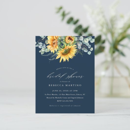 Elegant Rustic Sunflower Vrijgezellenfeest Uitnodiging Briefkaart (Staand voorkant)