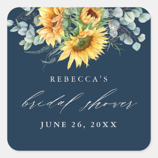 Elegant Rustic Sunflower Vrijgezellenfeest Vierkante Sticker (Voorkant)